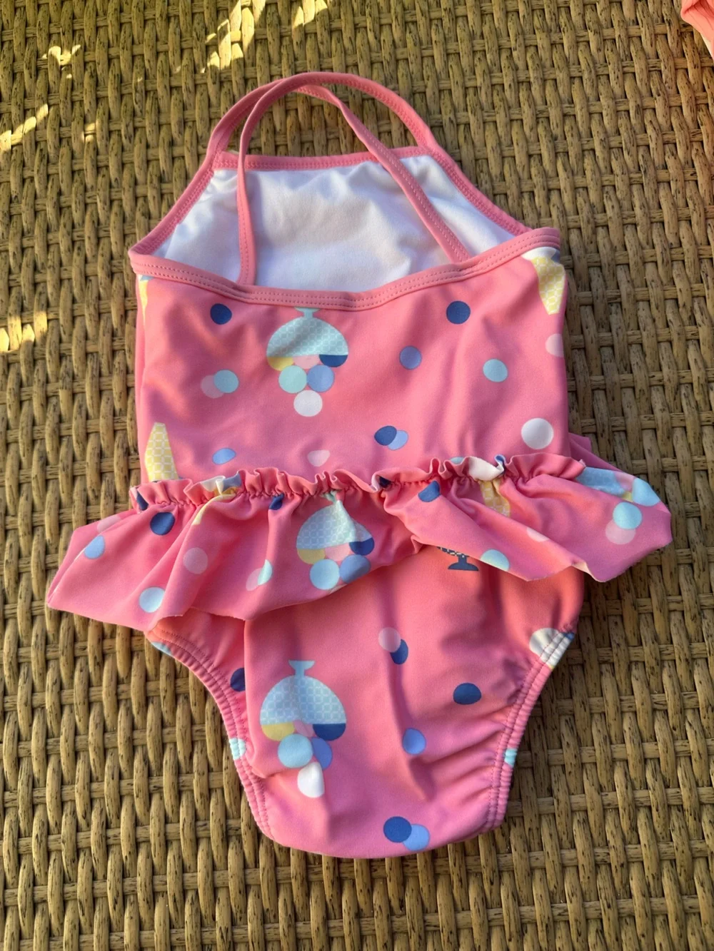 Hanna Andersson Ice Cream Print Ruffle One-Piece Swimsuit sz 70